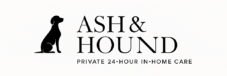ASH & HOUND logo with black silhouette of a dog